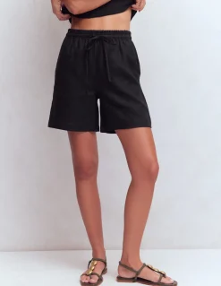 Boden Shorts-Short Islington en lin Noir