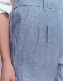 Boden Shorts-Short Kensington en lin Chambray Bleu