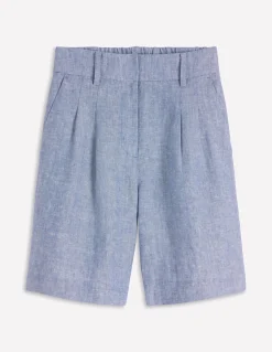 Boden Shorts-Short Kensington en lin Chambray Bleu
