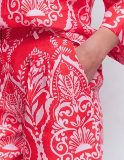 Boden Shorts-Short Kensington en lin Rouge, motif Ornamental Garden