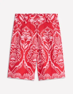 Boden Shorts-Short Kensington en lin Rouge, motif Ornamental Garden