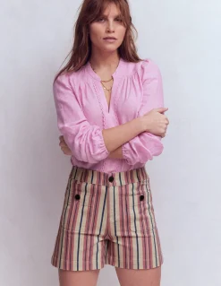 Boden Shorts-Short Primrose en jean Rayé rose