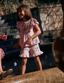 Boden Shorts|Ensembles Assortis-Short tissé à volants Fraise lotus