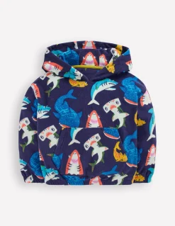Boden Sweats|Tops & T-Shirts-Sweat à capuche à enfiler en éponge Requins bleu marine universitaire