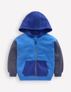 Boden Sweats|Tops & T-Shirts-Sweat à capuche zippé colourblock Pêle-mêle bleu