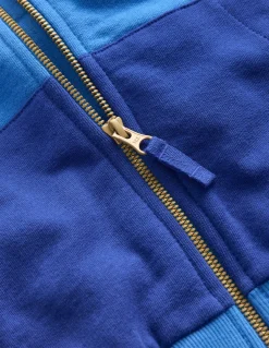 Boden Sweats|Tops & T-Shirts-Sweat à capuche zippé colourblock Pêle-mêle bleu