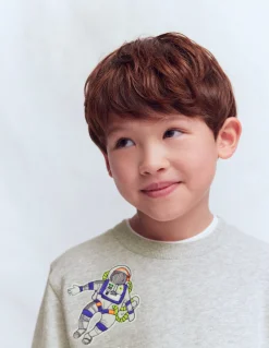 Boden Tops & T-Shirts|Sweats-Sweat à écussons Espace gris chiné