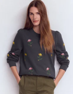 Boden Tops & T-Shirts-Sweat brodé à manches bouffantes Broderie florale au point de croix