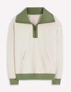 Boden Tops & T-Shirts-Sweat colourblock Kaki et avoine chiné