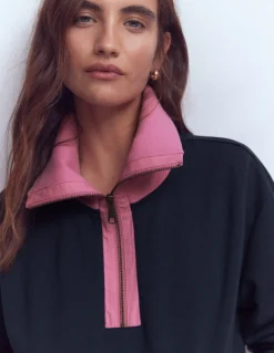 Boden Tops & T-Shirts-Sweat colourblock Rose et bleu marine