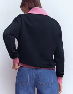 Boden Tops & T-Shirts-Sweat colourblock Rose et bleu marine