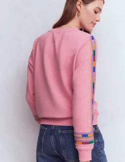 Boden Tops & T-Shirts-Sweat Hannah brodé Broderie rose orchidée
