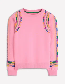 Boden Tops & T-Shirts-Sweat Hannah brodé Broderie rose orchidée