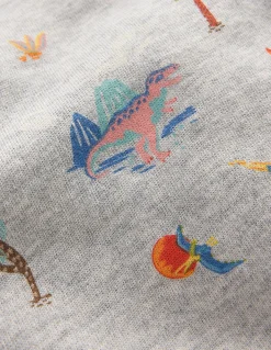 Boden Tops & Bodies-Sweat imprimé Dinosaures gris chiné