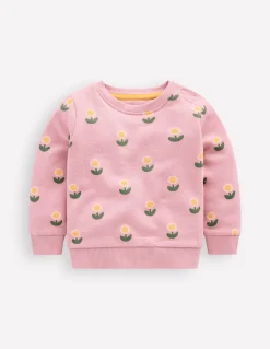 Boden Tops & Bodies-Sweat imprimé Motif Daisy Stamp rose vintage