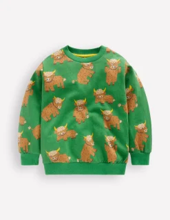 Boden Sweats|Tops & T-Shirts-Sweat imprimé pour tous les jours Vaches des Highlands vert