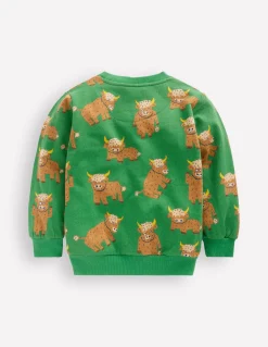 Boden Sweats|Tops & T-Shirts-Sweat imprimé pour tous les jours Vaches des Highlands vert
