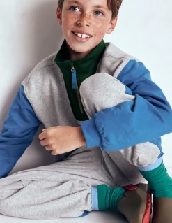 Boden Ensembles Assortis|Sweats-Sweat partiellement zippé Colourblock gris chiné