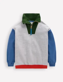 Boden Ensembles Assortis|Sweats-Sweat partiellement zippé Colourblock gris chiné