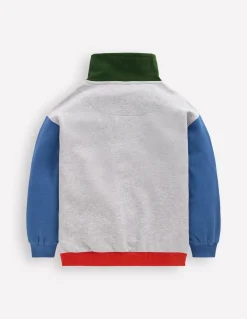Boden Ensembles Assortis|Sweats-Sweat partiellement zippé Colourblock gris chiné