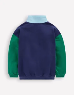 Boden Ensembles Assortis|Sweats-Sweat partiellement zippé Colourblock bleu médiéval