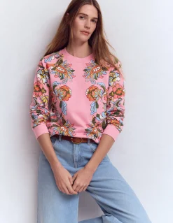Boden Tops & T-Shirts-Sweat Rosa à imprimé Multi, motif Botanical Flourish