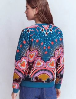 Boden Tops & T-Shirts-Sweat Rosa à imprimé Multi, motif Starburst Heart