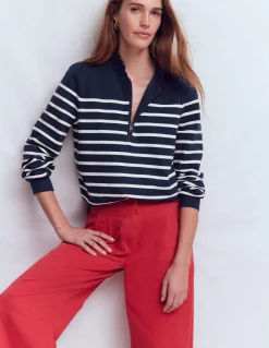 Boden Tops & T-Shirts-Sweat volanté partiellement zippé Rayures Placées