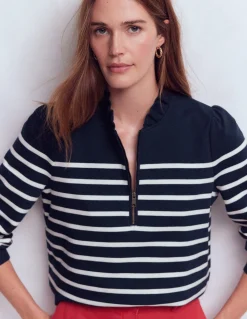 Boden Tops & T-Shirts-Sweat volanté partiellement zippé Rayures Placées