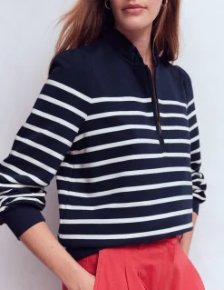 Boden Tops & T-Shirts-Sweat volanté partiellement zippé Rayures Placées