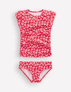 Boden Maillots & Tenues De Plage-Tankini à fronces Motif Collage Hearts rouge rockabilly