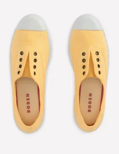 Boden Chaussures Plates|Baskets-Tennis sans lacets en toile Crème au beurre
