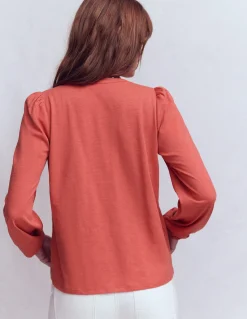 Boden Tops & T-Shirts-Top à col cranté en mélange de tissus Baked Apple