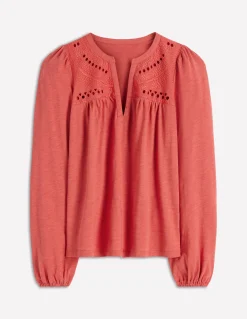 Boden Tops & T-Shirts-Top à col cranté en mélange de tissus Baked Apple