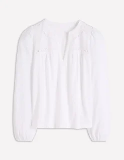 Boden Tops & T-Shirts-Top à col cranté en mélange de tissus Blanc