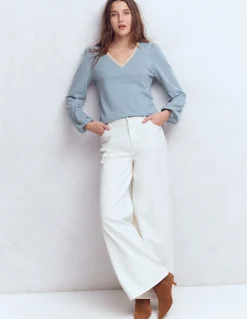 Boden Tops & T-Shirts-Top à col V métallisé Bleu français