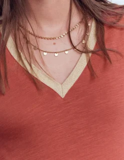 Boden Tops & T-Shirts-Top à col V métallisé Rouge grange