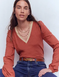 Boden Tops & T-Shirts-Top à col V métallisé Rouge grange