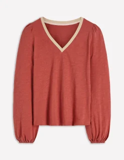 Boden Tops & T-Shirts-Top à col V métallisé Rouge grange