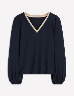 Boden Tops & T-Shirts-Top à col V métallisé Bleu marine