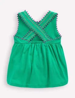 Boden Tops & T-Shirts-Top à dos croisé détail pompons Bleu turquoise