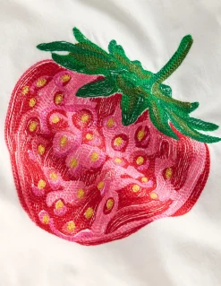 Boden Tops & T-Shirts-Top à manches bouffantes et super surpiqûres Fraise lait de coco