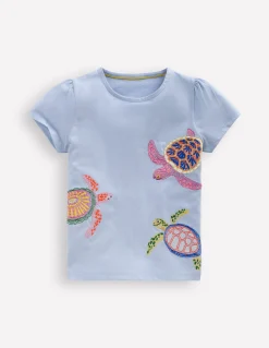Boden Tops & T-Shirts-Top à manches bouffantes et super surpiqûres Tortues bleu brumeux