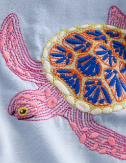 Boden Tops & T-Shirts-Top à manches bouffantes et super surpiqûres Tortues bleu brumeux