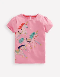 Boden Tops & T-Shirts-Top à manches bouffantes et super surpiqûres Licornes rose