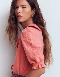 Boden Chemises & Blouses|Tops & T-Shirts-Top à manches courtes et col élégant Rose vintage