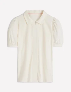 Boden Tenues De Travail|Tops & T-Shirts-Top à manches courtes et col zippé Ivoire