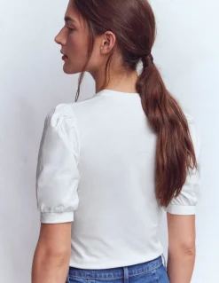 Boden Tops & T-Shirts-Top à manches courtes et col tunisien ouvert Blanc