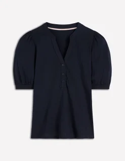 Boden Tops & T-Shirts-Top à manches courtes et col tunisien ouvert Bleu marine