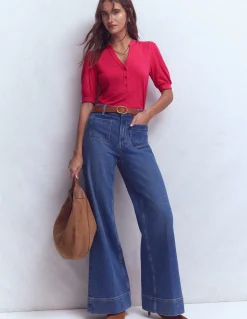 Boden Tops & T-Shirts-Top à manches courtes et col tunisien ouvert Grenade